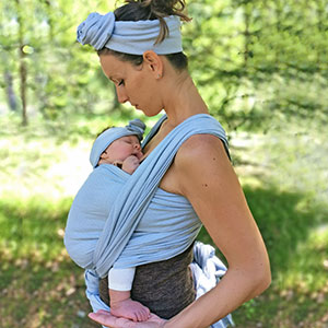 Walking with a baby sling
